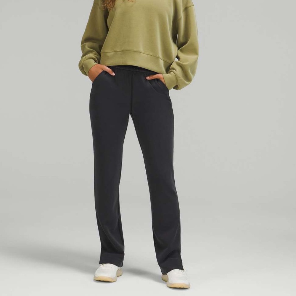Black lulu brushed softstreme split hem high rise pant